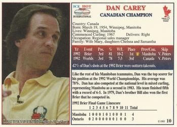 1993 Ice Hot International #10 Dan Carey Back